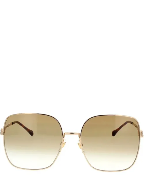 Gucci Eyewear Sunglasses Gold Shaded Square Metal