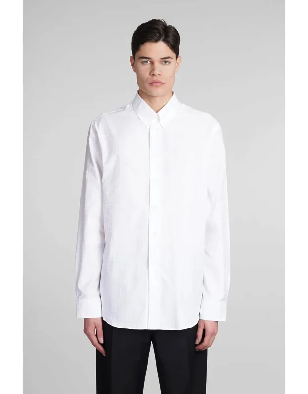 Shirt In Cotton, Collar, Long Sleeves, Curved Hem, Regular Fit, Made In Portugal