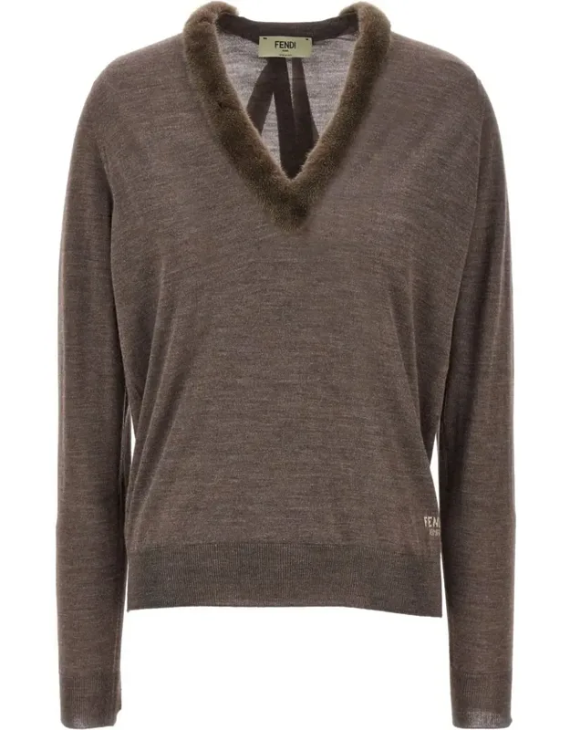 Wool And Silk V-neck Jumper