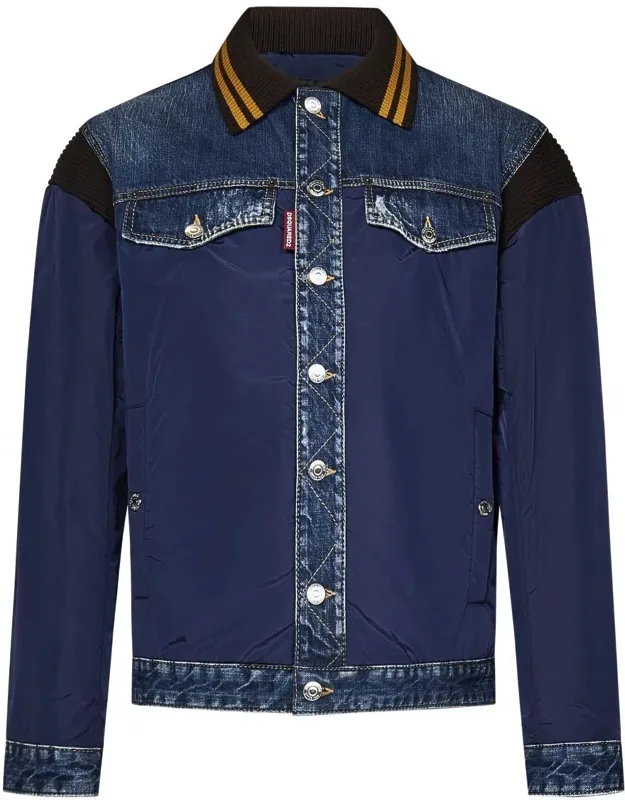 Jacket With Ribbed Panelling And Logo Patch