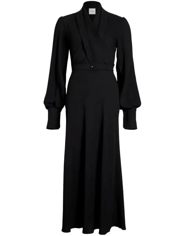 Dress With Stand-up Collar And Viscose Blend