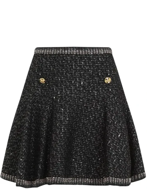 Skirt With Multicolor Chain Details And Flared Hem