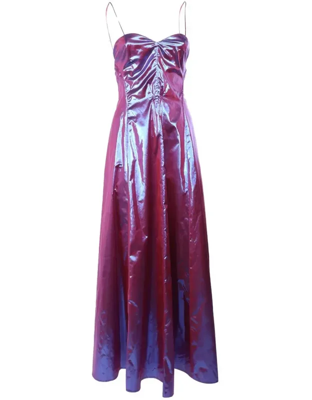 Midi Dress With Thin Straps And Flounced Skirt
