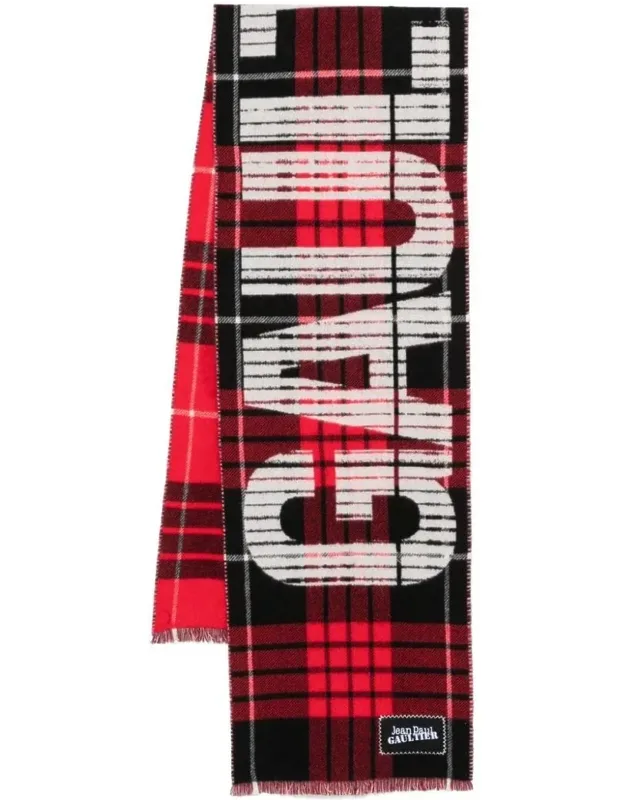 Tartan Wool Scarf With "gaultier" Logo