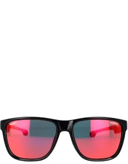 Carrera Sunglasses Black Red Mirrored Rectangle Polyamide 57 Mm Lens Width, 17 Mm Bridge Length, 135 Mm Rod Length