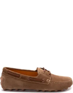 Suede Gommino Bubble Lace-up Boat Loafers