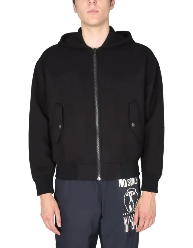 Jacket With Front Zipper Closure And Hooded Design