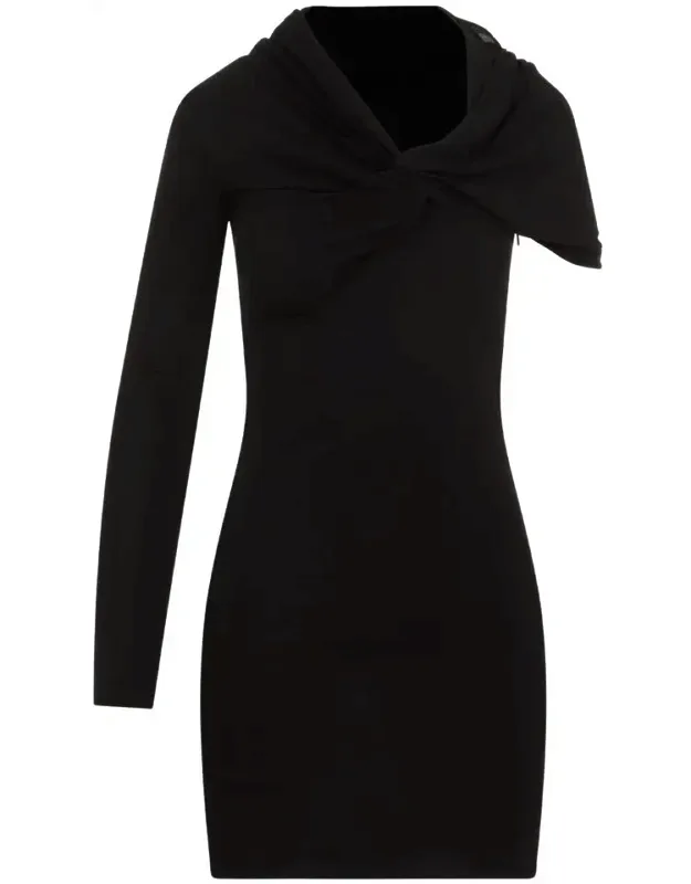 Dress With Asymmetric Neckline And Knotted Detail