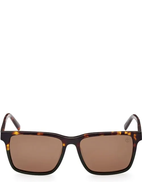 Sunglasses Havana Brown Square Acetate With 56 Mm Lens Width And 16 Mm Bridge Length