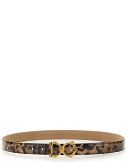 Leopard Print Belt 100% Leather