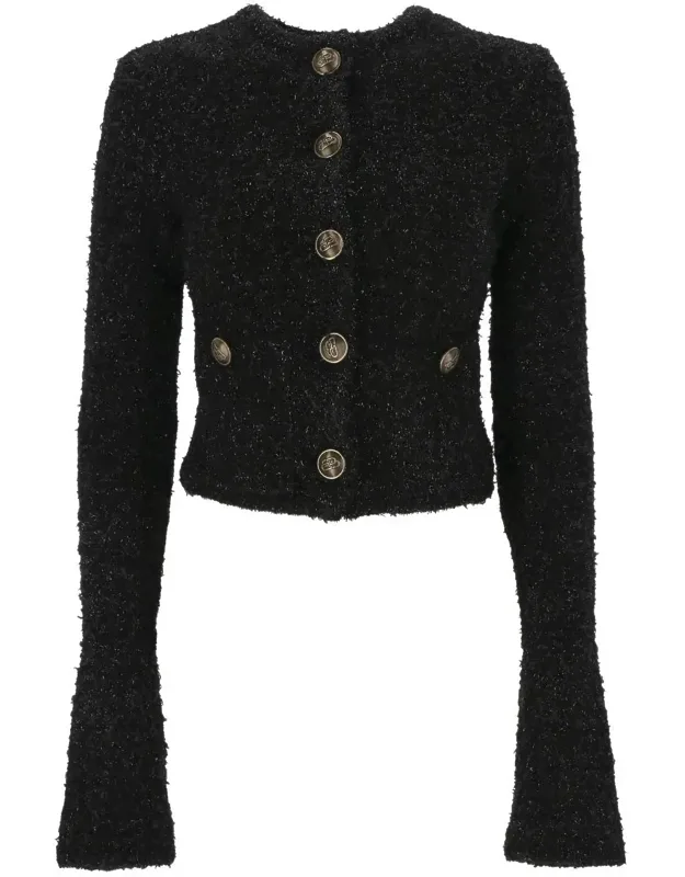 Sweater With Metallic Threading And Patch Pockets