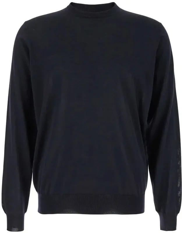 Crewneck Sweater With Ribbed Trims In Wool