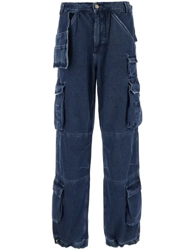 Cargo Pants With Logo Patch In Denim