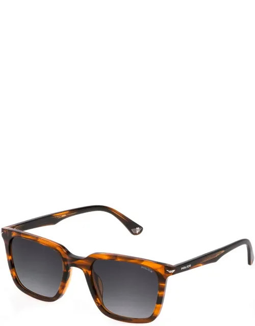 Sunglasses Havana Grey Shaded Square Metal 52 Mm Lens Width, 21 Mm Bridge Length