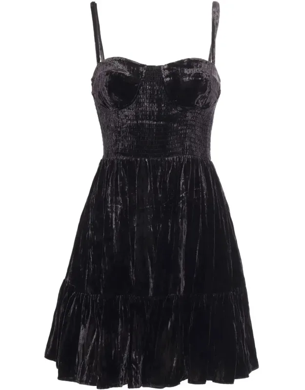 _midi Dress With Smocked Bustier And Velvet Texture_