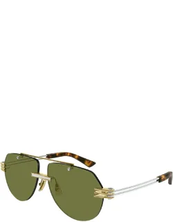 Sunglasses Gold Green Aviator Metal