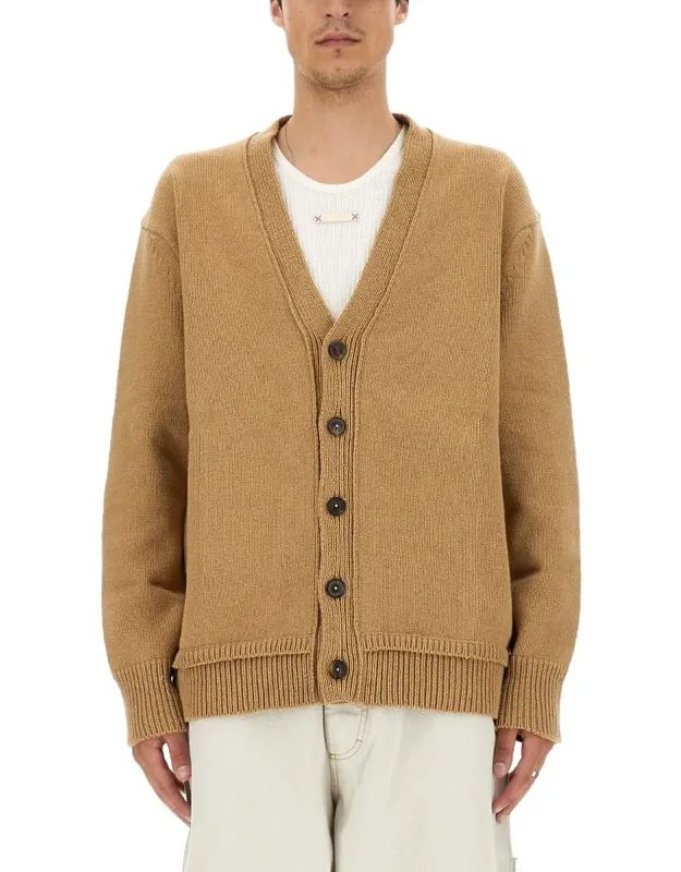 V-neck Cardigan - Regular Fit, 46% Wool, 31% Linen, 23% Cotton