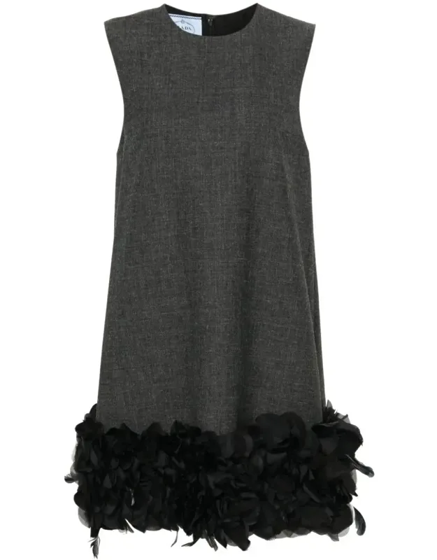 Feather-detail Mini Dress