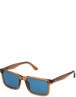 Sunglasses Brown Blue Rectangle Acetate