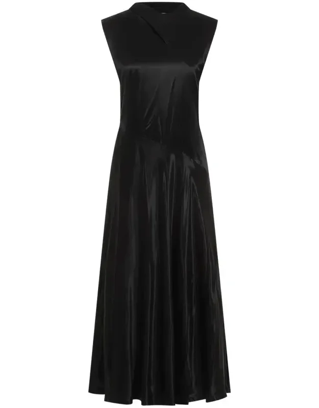 Dress With Asymmetric Panels And Scarf Collar
