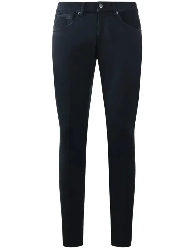"jeans With Button Closure And Metal Logo"
