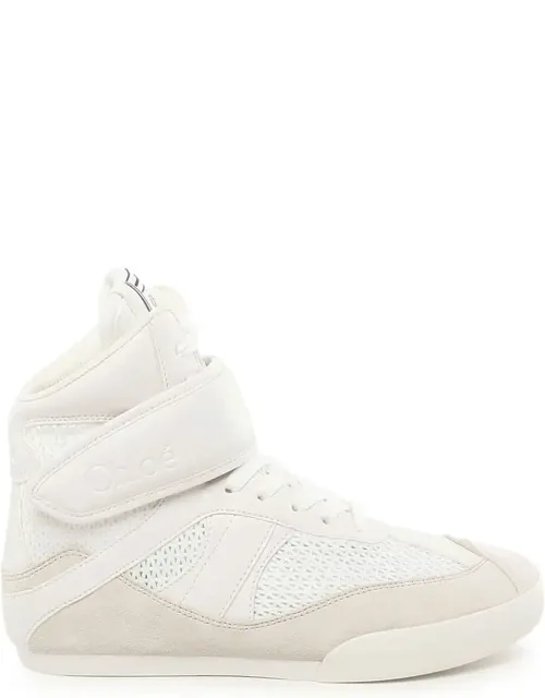 Mesh And Suede High-top Sneakers