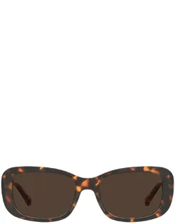 Sunglasses Havana Brown Rectangle Acetate 55 Mm Lens Width, 18 Mm Bridge Length
