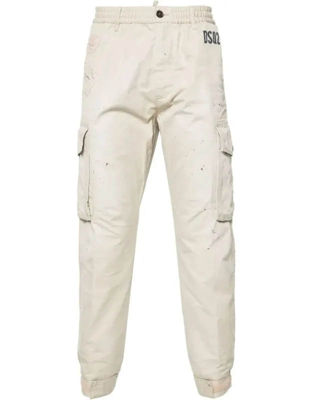 Trousers With Paint Splatter Detail And Elasticated Waistband