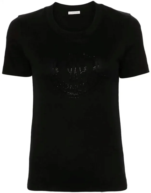 Logo Cotton T-shirt, Rhinestone Detail