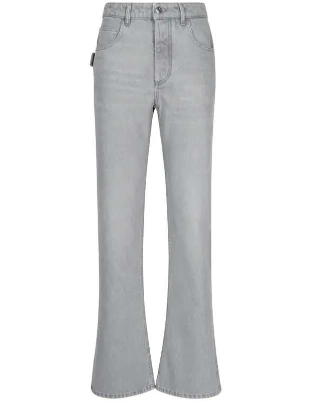 Light Grey Washed Denim Flared Jeans