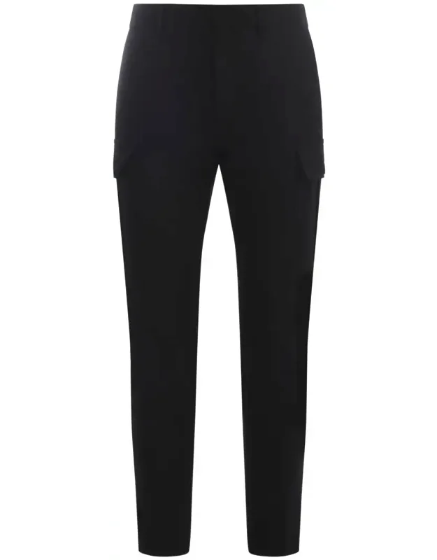 Trousers Cigarette Fit Black Stretch Wool Blend