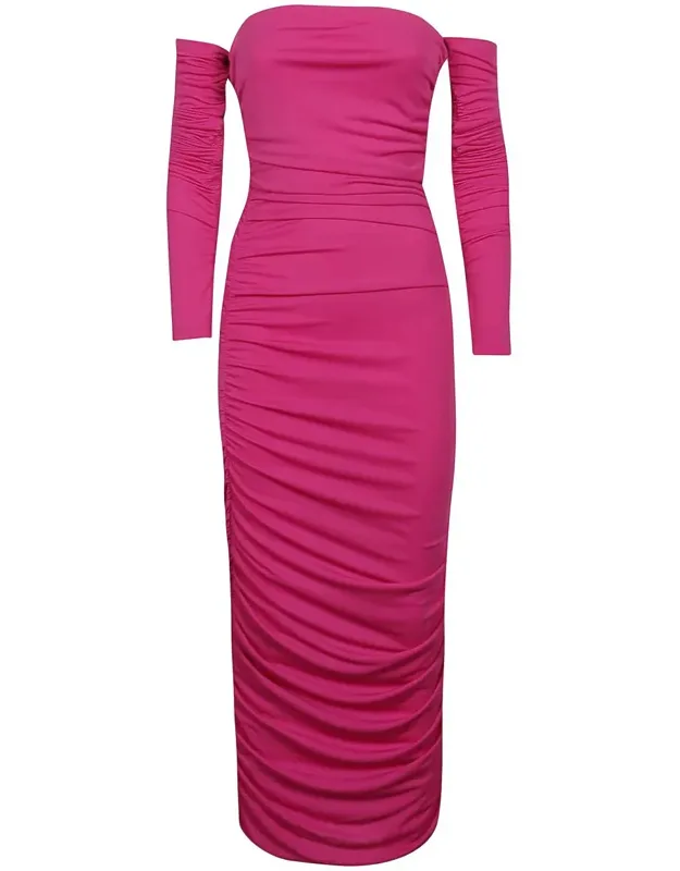 The Andamane Dress Off Shoulder Draped Midi
