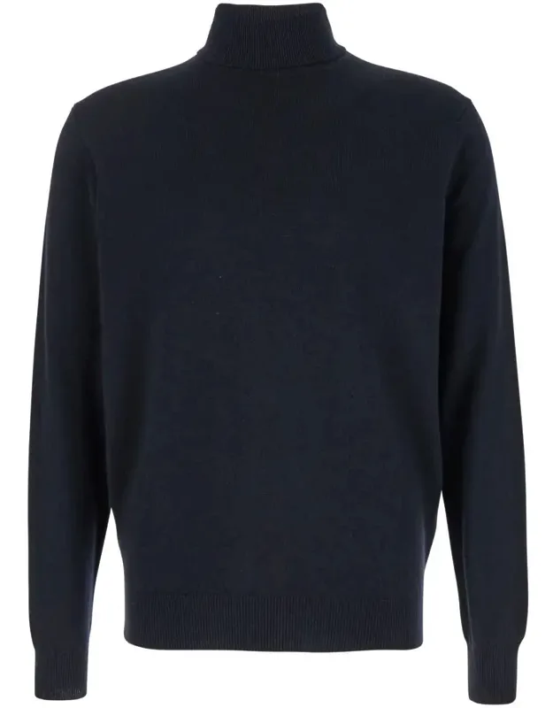 Turtleneck Sweater With Ribbed Hem And Cuffs And Merino Wool And Silk Blend
