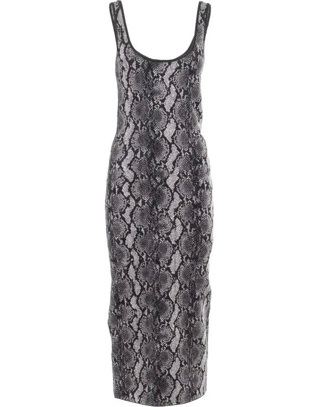 Midi Dress With Elegant Cut And Round Neckline