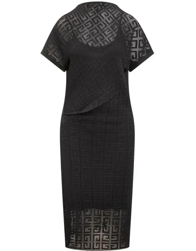 G4 Dress With High Collar And Asymmetrical Seam