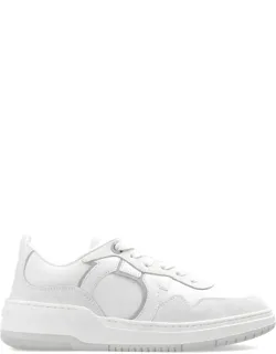 Gancini Leather Sneakers With Suede Panelling And Pull-tab