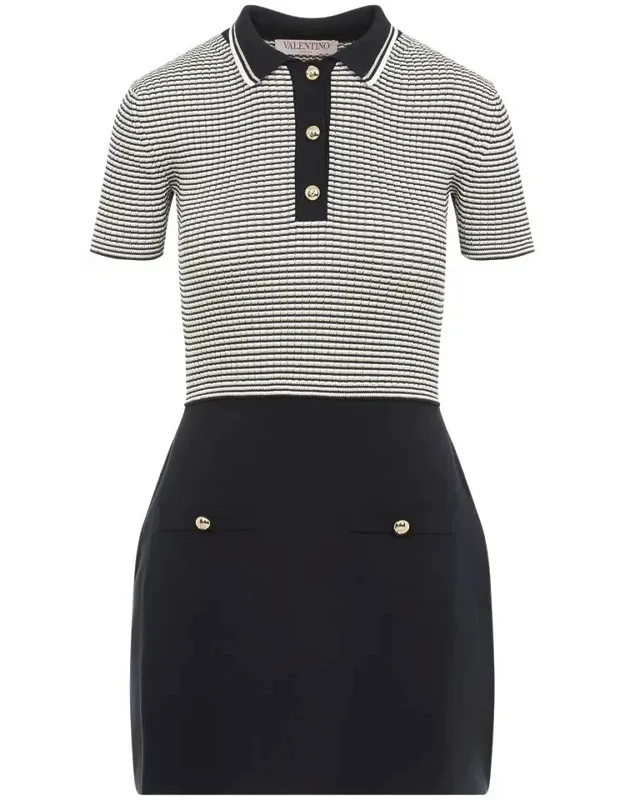 Dress With Polo Collar And Button Closure