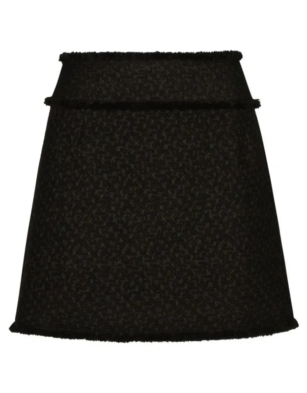 Skirt Crafted From Bouclé Fabric With High-rise Design