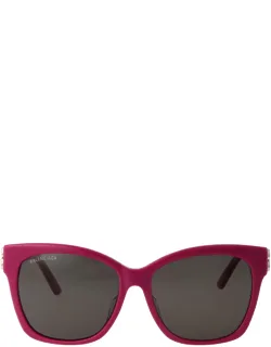 Sunglasses Fuchsia Gray Square Acetate 57 Mm Lens Width, 16 Mm Bridge Length