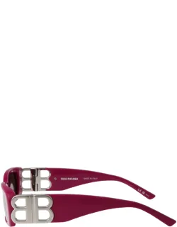 Sunglasses Fuchsia Gray Rectangle Acetate 51 Mm Lens Width, 18 Mm Bridge Length