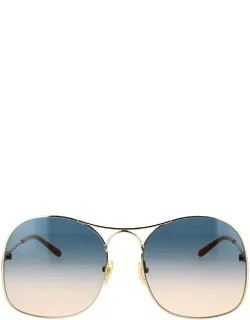 Chloé Sunglasses Gold Shaded Square Metal