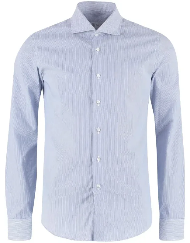 The - Striped Cotton Shirt With Rounded Hem