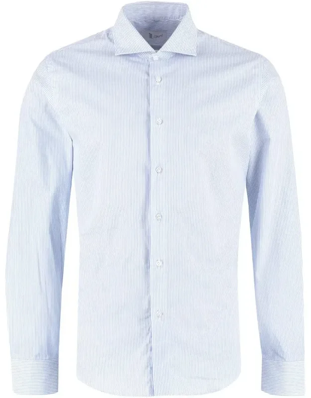 The (alphabet) - Striped Cotton Shirt With Rounded Hem