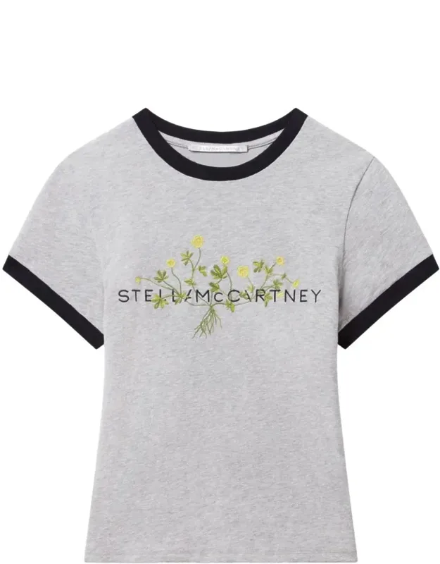 Logo Floral Embroidered T-shirt