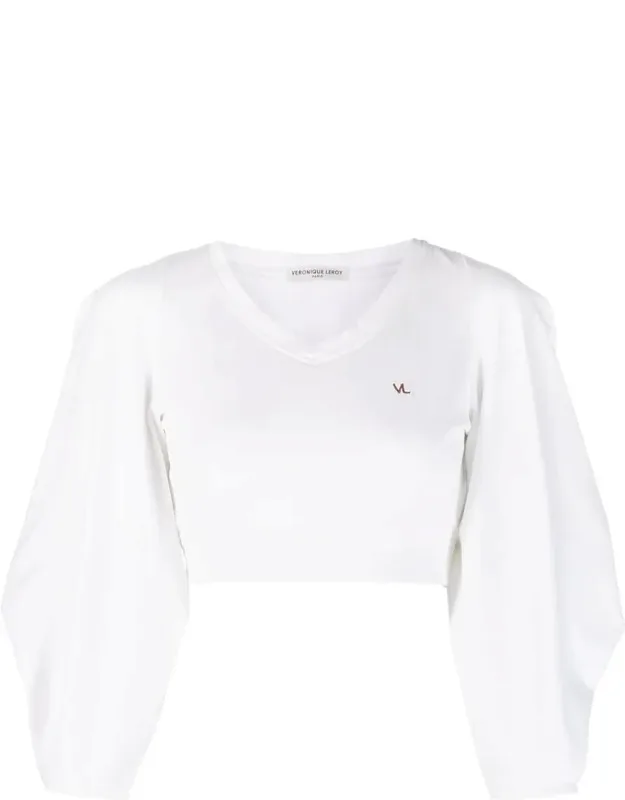 Cotton Jersey Triangle-sleeve Crop T-shirt
