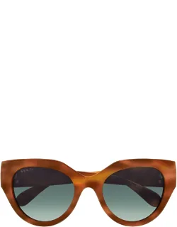 Gucci Sunglasses Havana Shaded Green Cat-eye Acetate