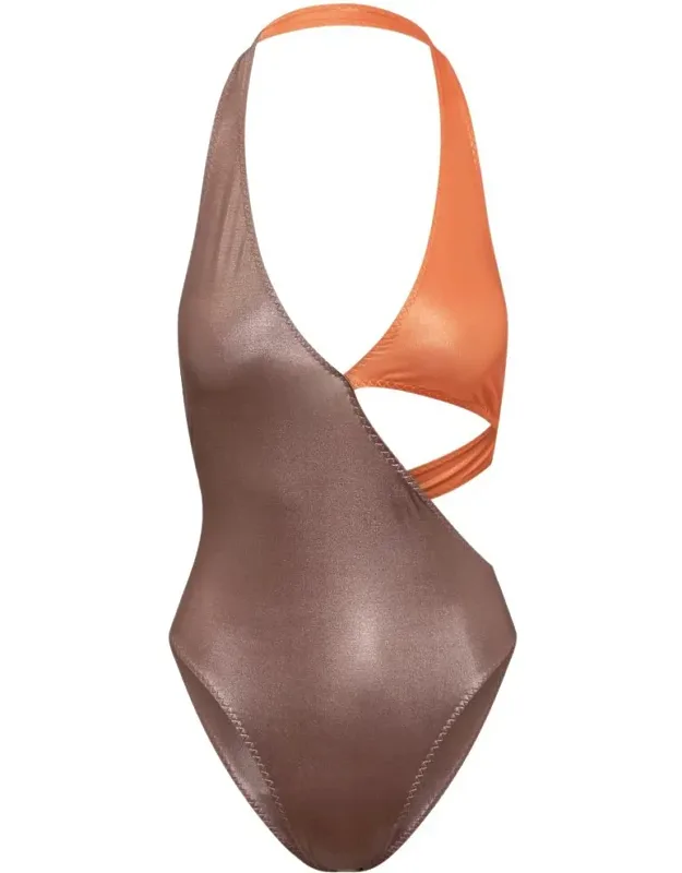 Swimsuit With American-style Collar And Back Opening