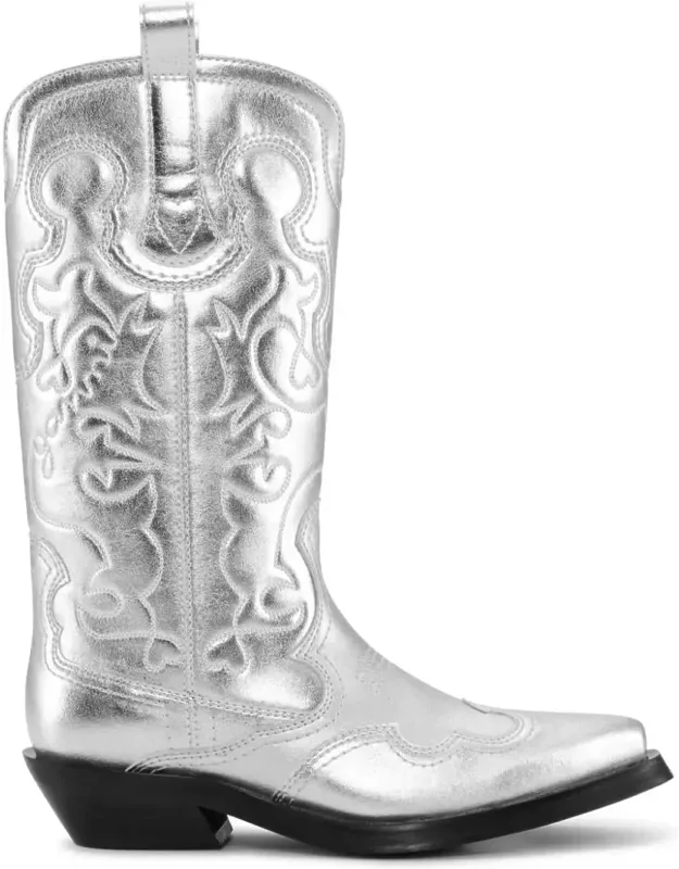 Mid Shaft Embroidered Western Shoes