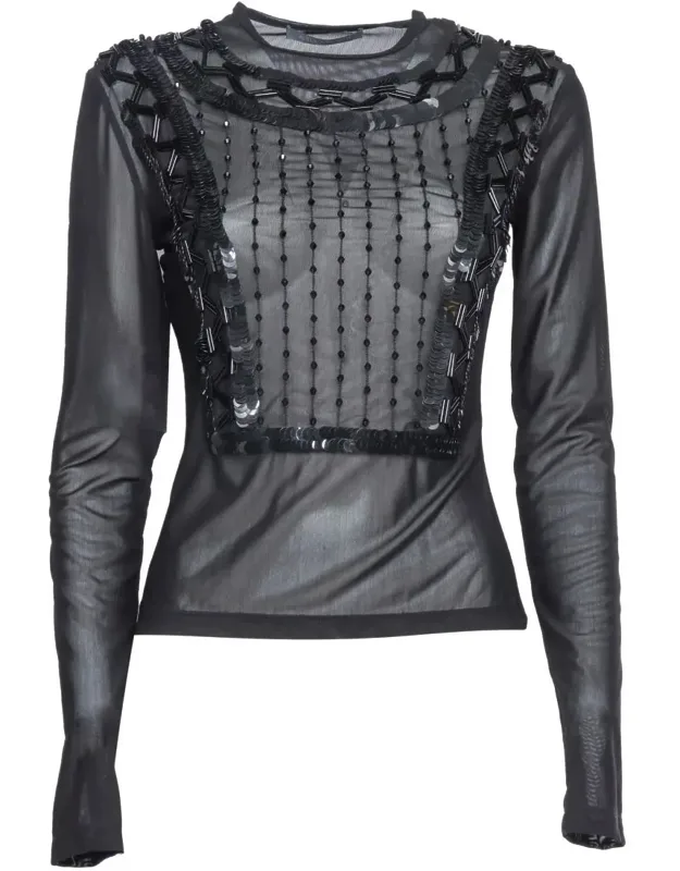 T-shirt With Sequins And Beads