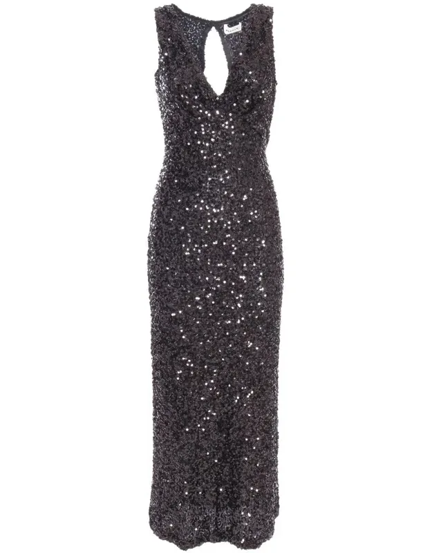 Long Dress Sequined V-neck